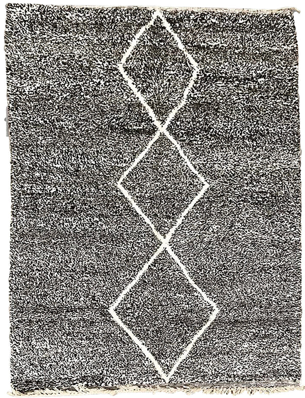 Beni Ourain Moroccan rug, Mrirt Azilal Geometric rug, Berber Boho area rug, Amazing Handwoven rug-Teppich-Free Shipping-Black White Wool rug