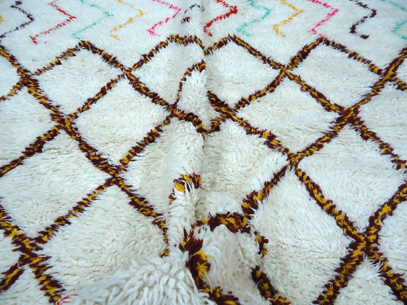Beni ourain Moroccan rug, Azilal Mrirt rug, Amazing Handwoven rug, Boho Berber rug, Teppich-Free Shipping-Geometric Beige brown diamond rug