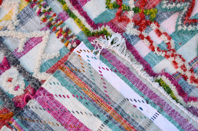 Azilal kilim wool geometric rainbow rug, Moroccan Boho carpet, Berber Mrirt area Rug, Handmade decor rug, Beni ourain Teppich, Free Shipping