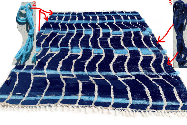 Custom order for Jaclyn Azilal rug, Moroccan rug, Berber rug, Boho rug- Dark blue, light Blue- engraved Pattern