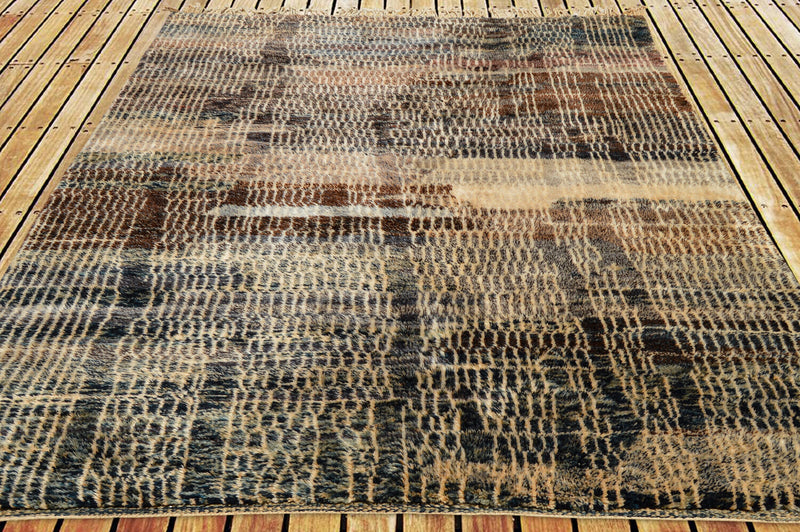 Mrirt rug, Brown Blue white Moroccan rug, Primitive Boho rug, Beni ourain rug, Tapis berbère, Marokkanischer Teppich, Azilal rug, free shipp