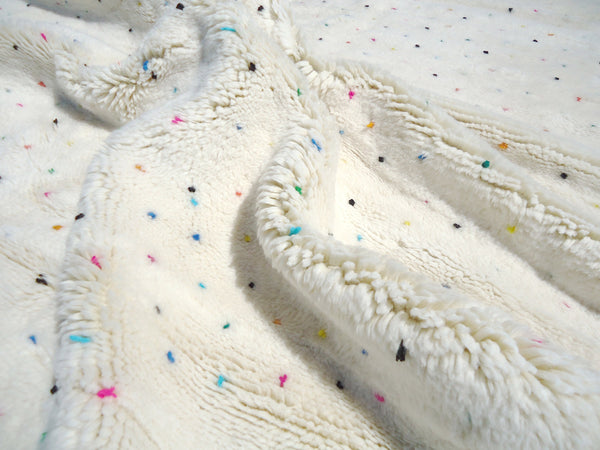 Amazing Handwoven Mrirt rug, Moroccan Boho rug, Beni ourain Azilal rug, Tribal Berber rug-Teppich-free shipping-White Colored Polka dots rug