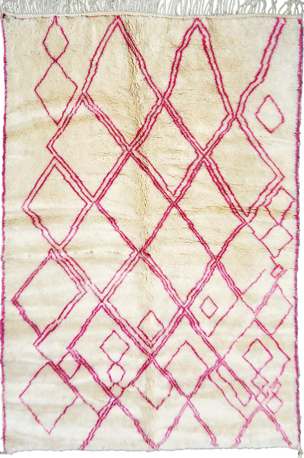 Wool Beni Ourain rug, Handmade decor Moroccan rug, Berber Mrirt Area rug, Boho Azilal rug, Teppich, Free Shipping-beige pink diamonds carpet