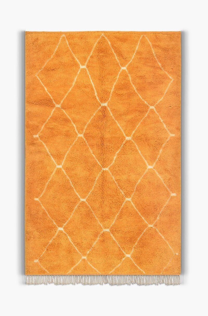 Custom Fabulous Beni ourain rug, Moroccan Mrirt rug, Azilal Boho area rug, Tapis Berbère, teppich, Free shipping, Handmade Orange white rug