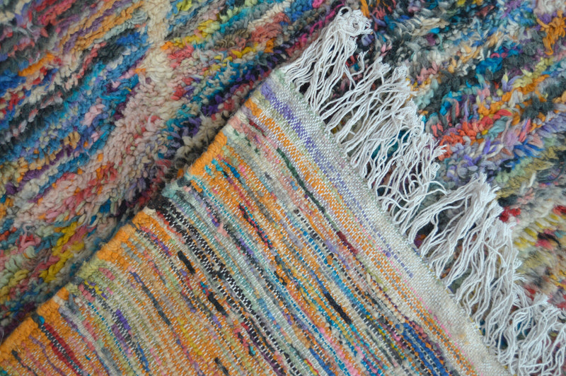 Beni ourain rug, Moroccan rug, Mrirt rug, Boho rug, Pink Blue Orange, Boujaad rug, 5.5x8 ft, Tapis Berbère, Teppich, Free Shipping