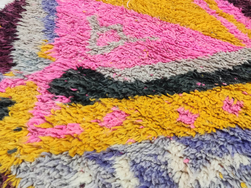Boujaad rug, 3.5x5ft |100x150cm, Moroccan rug, Beni ourain rug, Mrirt rug, Boho rug, Pink Orange, Tapis Berbère, Teppich, Free Shipping