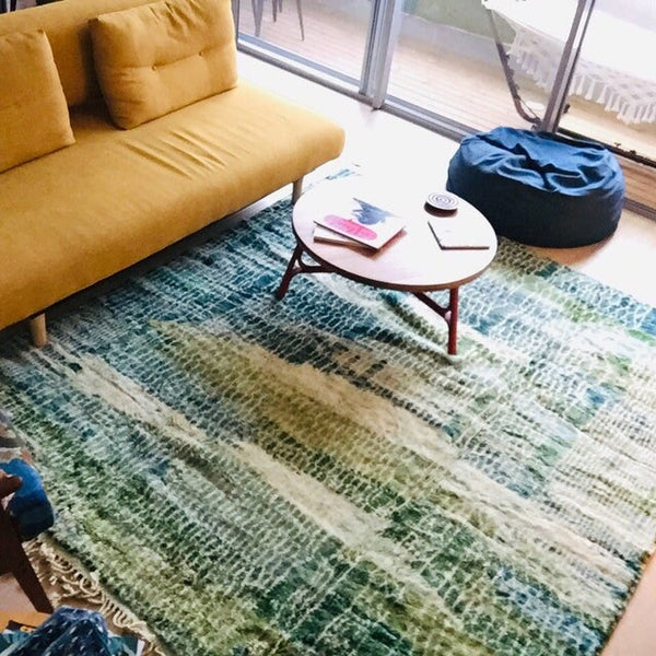 Mrirt rug, Moroccan rug, Azilal rug, Beni ourain rug, Boho rug, Tapis berbère Teppich, Multi Green Blue white net ,free shipping