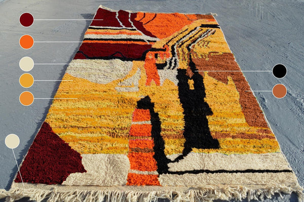Azilal rug, Mrirt rug, Moroccan rug, Teppich, Boho rug, Mrirt rug, colorful abstract, Custom Design by Michael, Free Shipping