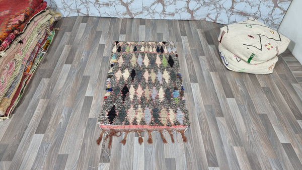 MOROCCAN rug, Beni ourain rug, VINTAGE rug, Bohemian Carpet-Handmade rug-Tribal Boho rug, Berber rug-Antique Rug, Gray pink Multicolored rug