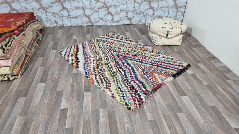 MOROCCAN rug, Beni ourain rug, VINTAGE rug, Bohemian Carpet, Boho rug, Handmade rug-Berber Rug-Antique Rug-Geometric rug-beige blue colorful