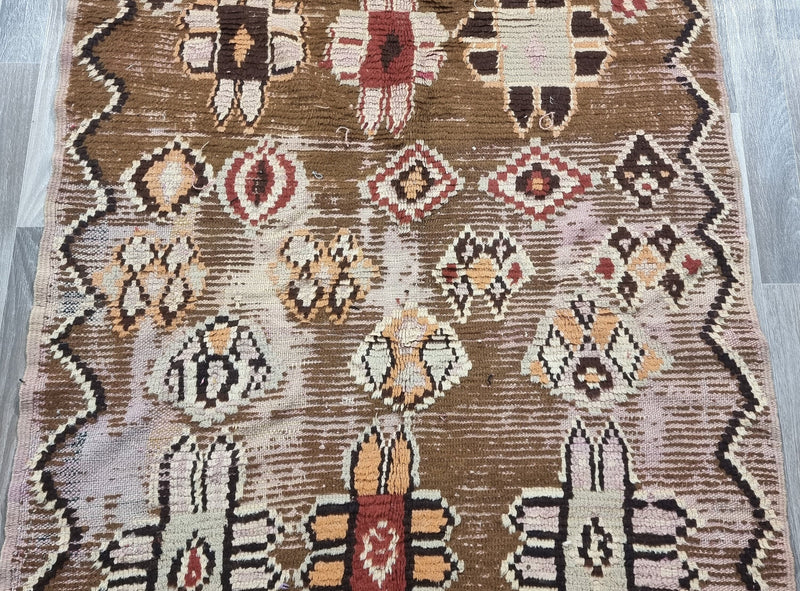 MOROCCAN rug, Beni ourain rug, VINTAGE rug, Boho rug, Berber Rug, Handmade Bohemian Carpet-Antique Rug-teppich-Free shipping, Brown pink rug
