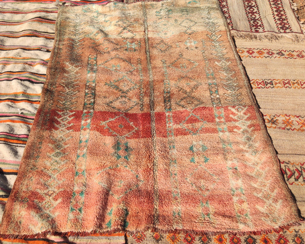 MOROCCAN rug ,Beni ourain rug, VINTAGE rug, Boho rug, Bohemian Carpet, Berber Rug-Handmade rug-Antique Rug-Free shipping, Pink cinnamon rug