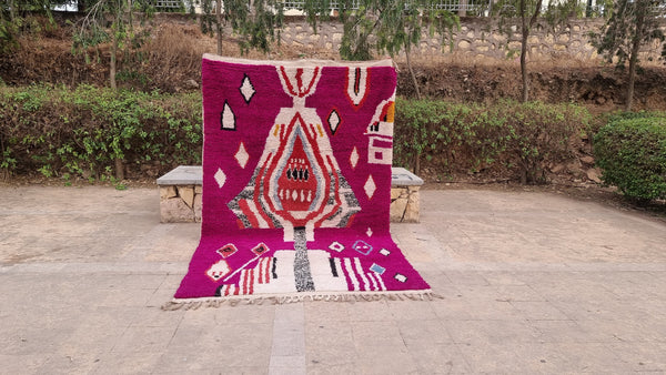 Moroccan Handmade rug, Beni ourain rug, Mrirt rug, Boho rug, Boujaad rug, Azilal rug, Area rug, Tapis Berbère, Free Shipping, pink red rug
