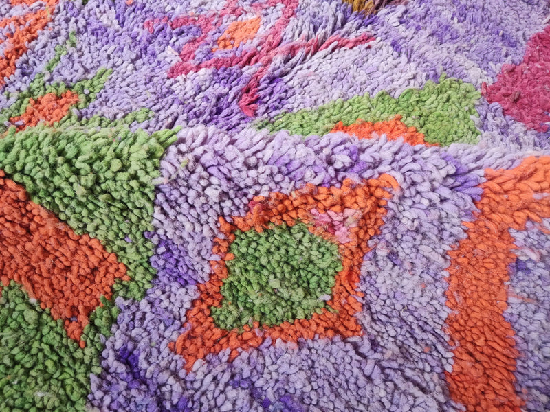 Authentic Moroccan rug, Custom Fabulous Beni ourain rug, Mrirt Boho rug, Azilal Boujaad Berber rug-Free Shipping-Geometric purple orange rug