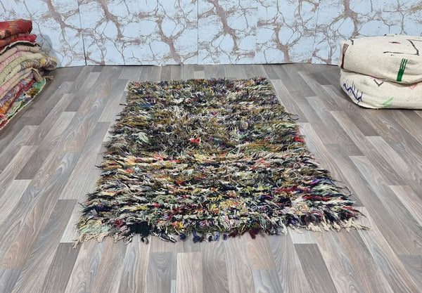 MOROCCAN rug, Beni ourain, VINTAGE rug, Boho rug, Berber Rug, Bohemian Carpet-Handmade rug-Antique Rug-Free shipping, Green purple colorful