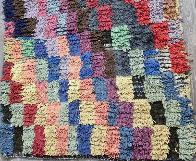 MOROCCAN Checkered rug, Beni ourain rug, VINTAGE rug, Boho rug, Berber Rug-Bohemian Carpet-Handmade rug-Antique Rug-Geometric Red yellow rug