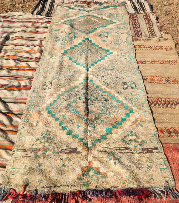 MOROCCAN rug, Beni ourain rug, VINTAGE rug, Boho rug, Bohemian Carpet, Berber Rug, Handmade rug-Antique Rug, geometric rug, pink green rug