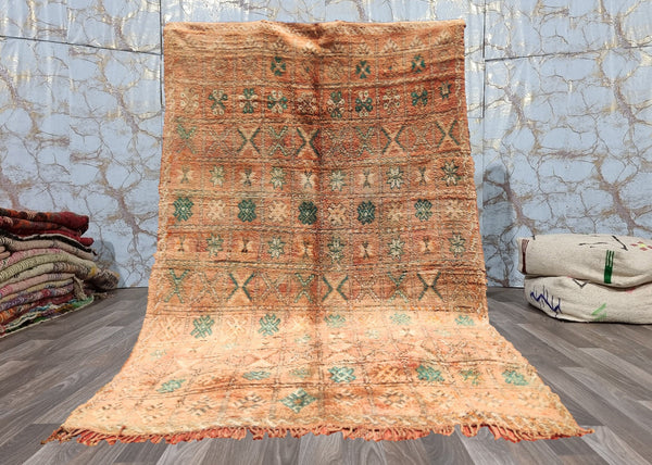 MOROCCAN rug, Beni ourain rug, VINTAGE rug, Bohemian Carpet, Boho rug, Berber Rug-Handmade rug-Antique Rug-Geometric rug-Pink cinnamon green