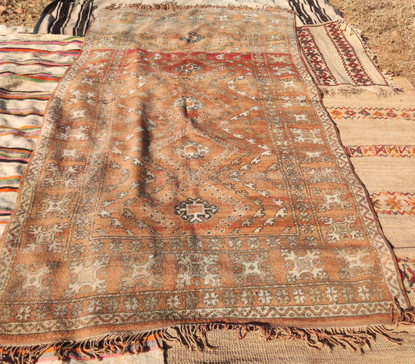 MOROCCAN rug ,Beni ourain, VINTAGE rug, Bohemian Carpet, Boho rug, Berber Rug-Antique Rug-Handmade rug-teppich-Free shipping-Pink brown rug