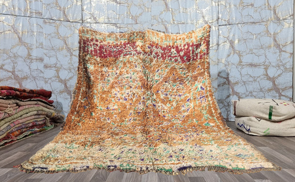 MOROCCAN rug, Beni ourain rug, VINTAGE rug, Bohemian Carpet, Boho rug, Berber Rug-Handmade rug-Antique Rug-Pink cinnamon green colorful rug