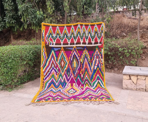 Amazing Moroccan rug, Custom Beni ourain rug, Mrirt Boujaad rug, Azilal Boho rug, Berber rug-Handmade decor-Free Shipping-pink yellow carpet