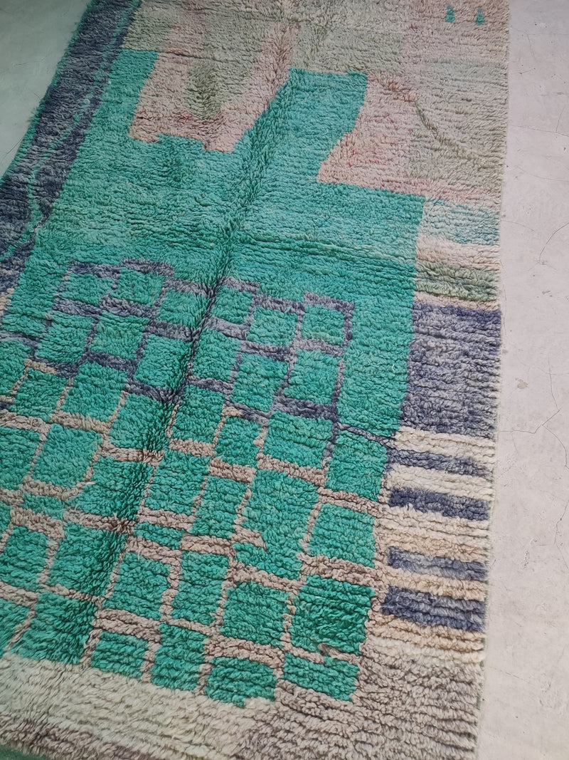 Authentic Moroccan rug, Handmade Beni ourain rug, Boujaad Boho rug, Mrirt rug, Azilal rug, Berber rug, teppich-Free Shipping, Green pink rug