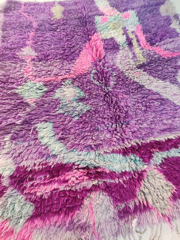 Authentic Moroccan rug, Wool Beni ourain Boujaad rug, Boho Azilal rug, Mrirt Berber rug, Custom Handmade rug, Free Shipping, purple pink rug