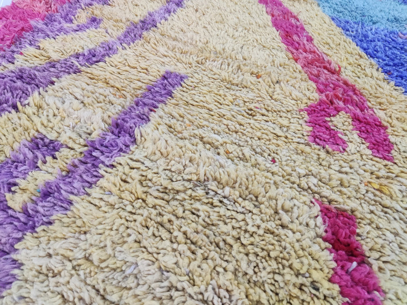 Authentic Moroccan rug, Wool Beni ourain rug, Bohemian Mrirt Area rug, Boho Boujaad rug, Azilal Berber Rug, Free Shipping, yellow red carpet