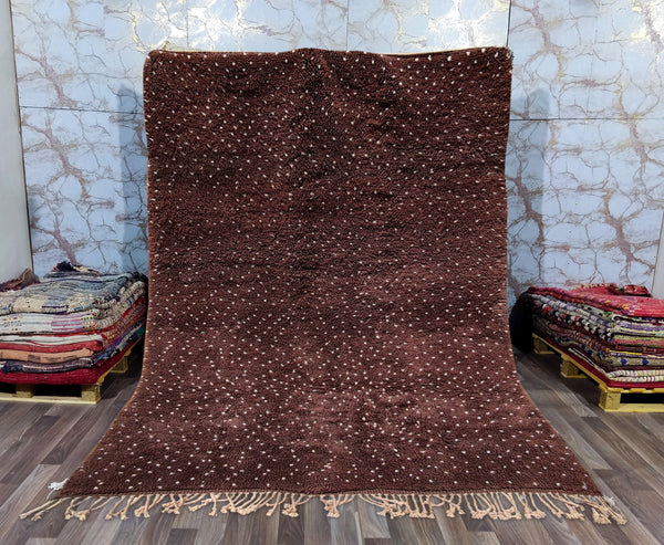 Beni ourain rug, Azilal rug, Moroccan rug Berber rug, Mrirt rug, Handmade Boho rug, Teppich-Tapis, Dark Brown White Polka dots-Free Shipping