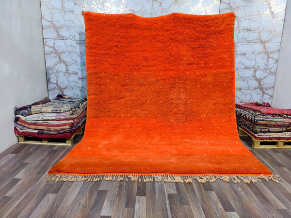 Mrirt rug, Moroccan rug, Boho rug, Coral Red Deep Orange White Polka dots rug, Berber rug, Azilal rug-Beni ourain Teppich-Gift-Free shipping