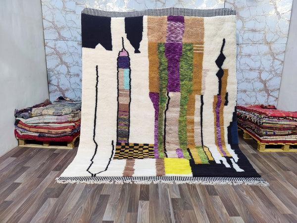 Mrirt Moroccan rug, Beni Ourain, Abstract geometric rug, Azilal Area rug, Boho rug, Bohemian purple, Tapis berbère, Teppich, free shipping