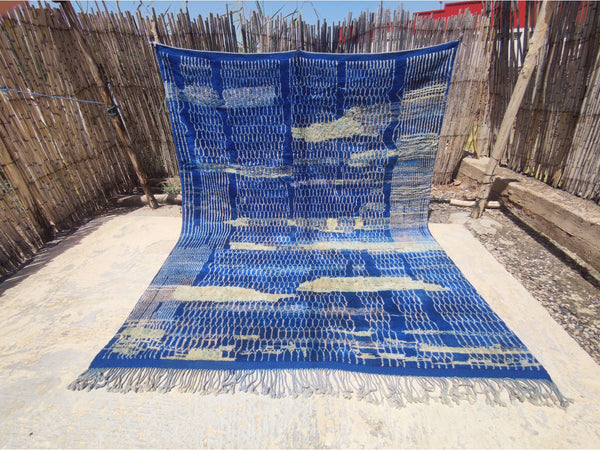 Moroccan Mrirt Blue Green Speckled Primitive rug, Beni ourain Bohemian rug, Amazing Handwoven rug-Boho Azilal rug-Boujaad Berber rug-teppich