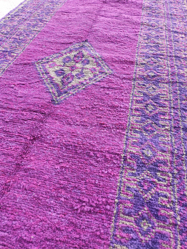 Traditional Moroccan runner carpet, Beni ourain Boho rug, Handmade Tazenakht Bohemian rug-Berber Tribal rug-Free shipping-purple gray carpet